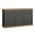 Pontypool Sideboard - 3 Door - 3 Drawer - Large - Dark Grey and Light Oak
