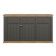 Pontypool Sideboard - 3 Door - 3 Drawer - Large - Dark Grey and Light Oak