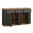 Pontypool Sideboard - 3 Door - 3 Drawer - Large - Dark Grey and Light Oak