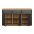 Pontypool Sideboard - 3 Door - 3 Drawer - Large - Dark Grey and Light Oak