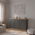 Pontypool Sideboard - 3 Door - 3 Drawer - Large - Dark Grey and Light Oak