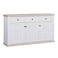 Pontypool Sideboard - 3 Door - 3 Drawer - Large - White and Riva Oak