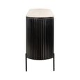 Hampton 3 Door Black Fluted Large Sideboard with Travertine Beige Top
