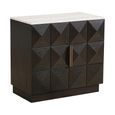 Claremont Dark Wood 2 Door Small Geometric Sideboard with Travertine Top