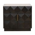 Claremont Dark Wood 2 Door Small Geometric Sideboard with Travertine Top