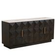 Claremont Dark Wood 4 Door Extra Large Geometric Sideboard with Travertine Top