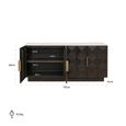 Claremont Dark Wood 4 Door Extra Large Geometric Sideboard with Travertine Top