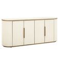 Tivoli Curved Fluted Sideboard - 4 Door - Large - with Gold Trim - White - Ceramic