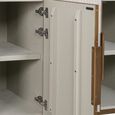 Tivoli Curved Fluted Sideboard - 4 Door - Large - with Gold Trim - White - Ceramic
