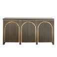 Les Arcs Brushed Gold Ribbed 3 Door Large Sideboard - 160cm