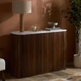 Russo Curved Sideboard - Fluted Base - 2 Door - 120cm - Small - Marble Top and Walnut