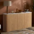 Russo Curved Sideboard - Fluted Base - 3 Door - 160cm - Medium - White and Natural - Marble Top and Wooden