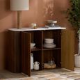 Russo Curved Sideboard - Fluted Base - 2 Door - 120cm - Small - Marble Top and Walnut