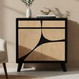 Boho Sideboard - 2 Door - 2 Drawer - 85cm - Compact - Geometric Design - Natural and Black - Mango Wood