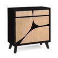Boho Sideboard - 2 Door - 2 Drawer - 85cm - Compact - Geometric Design - Natural and Black - Mango Wood