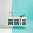 Acier Metal Medium Sideboard - 3 Door - White - 140cm