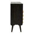 Arti Sideboard - 3 Door - 130cm - Black - Mango Wood - Medium