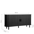 Axel Large Curved Sideboard - 160cm - 2 Door - Black Fluted