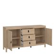 Barcelona Jackson Hickory Oak 3 Drawer Medium Sideboard