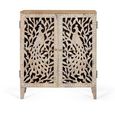 Bari Sideboard - Natural Mango Wood - Carved - 2 Door - Small - 66cm