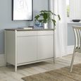 Bergen Grey Washed Oak & Soft Grey Narrow Sideboard - 2 Drawer