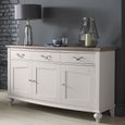 Montreux Wide Sideboard - 3 Drawer - Grey Washed Oak & Soft Grey