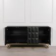 Black Mango Wood Diamond Pattern Sideboard - 4 Door - Medium