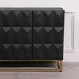 Black Mango Wood Diamond Pattern Sideboard - 4 Door - Medium