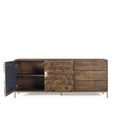 Caltan Sideboard - 2 Door - Extra Large - 190cm - Walnut Mango Wood and Gold - Geometric