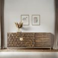 Caltan Sideboard - 2 Door - Extra Large - 190cm - Walnut Mango Wood and Gold - Geometric