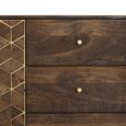 Caltan Sideboard - 2 Door - Medium - 145cm - Walnut Mango Wood and Gold - Geometric