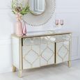 Casablanca Mirrored Gold Trim 3 Door Large Sideboard - 125cm