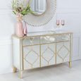 Casablanca Mirrored Gold Trim 3 Door Large Sideboard - 125cm
