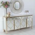 Casablanca Mirrored Gold Trim 4 Door Large Sideboard - 170cm