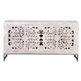 Clearance - Quintana White Washed Carved Mango Wood 2 Door 150cm Large Sideboard - FSS16201