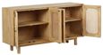 Clearance - Retro Wood and Rattan Sideboard - 4 Doors