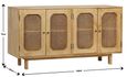 Clearance - Retro Wood and Rattan Sideboard - 4 Doors