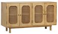 Clearance - Retro Wood and Rattan Sideboard - 4 Doors