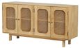 Clearance - Retro Wood and Rattan Sideboard - 4 Doors