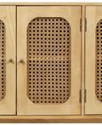 Clearance - Retro Wood and Rattan Sideboard - 4 Doors