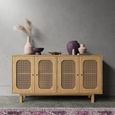 Clearance - Retro Wood and Rattan Sideboard - 4 Doors