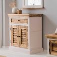 Coastal White and Wood 80cm Compact Sideboard