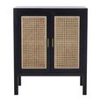 Corso Sideboard - Compact - 2 Door - 75cm - Black and Rattan