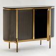 Dervio Sideboard - 2 Door - Small - Grey Fluted - Curved with Black Marble Top - 120cm