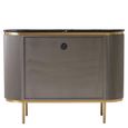 Dervio Sideboard - 2 Door - Small - Grey Fluted - Curved with Black Marble Top - 120cm