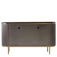 Dervio Sideboard - 4 Door - Large - Grey Fluted - Curved with Black Marble Top - 160cm