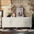 Dover Sideboard - White Carved Mango Wood - 4 Door - Extra Large - 190cm