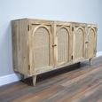 Sideboard - Acacia Wood and Rattan - 4 Door - Extra Large - 180cm