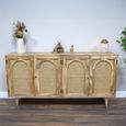 Sideboard - Acacia Wood and Rattan - 4 Door - Extra Large - 180cm
