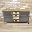 Sideboard - 4 Door - Medium - on Wheels - 125cm - Industrial - Metal & Wood